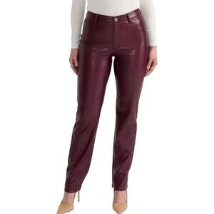 Joie Faux Leather Straight Leg Pants, Size 2, Burgundy NWT